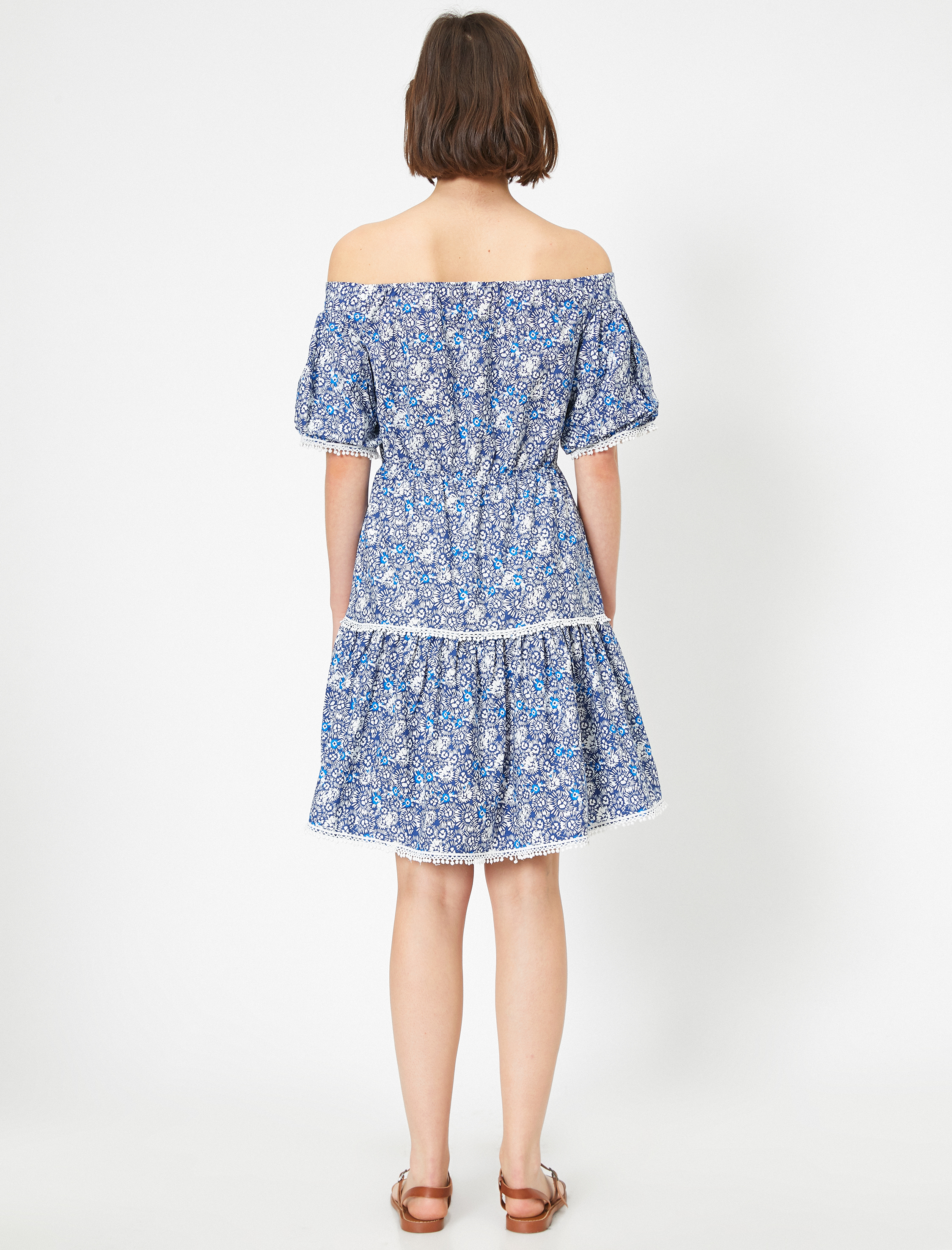   Çiçek Desenli Poplin Elbise