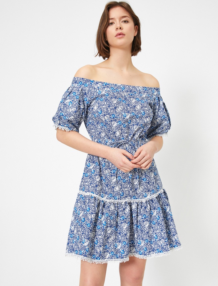  Çiçek Desenli Poplin Elbise