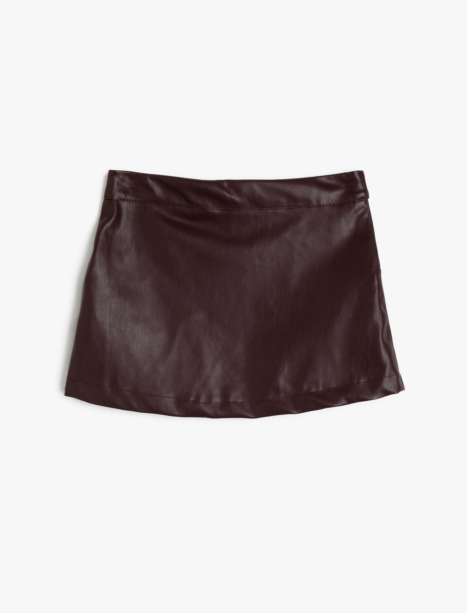  Kız Çocuk Suni Deri Fermuarlı Beli Lastikli Diz Üstü Etek