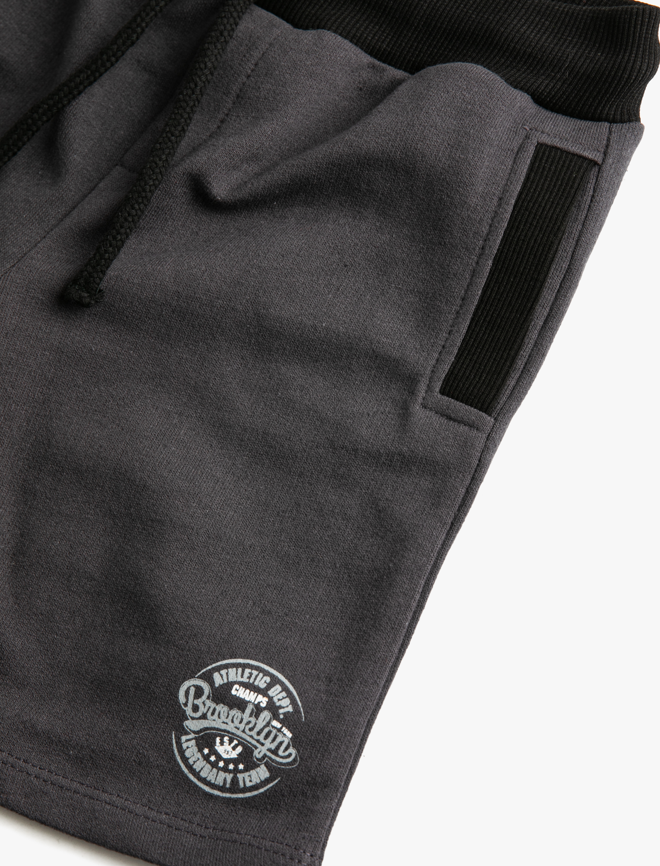  Erkek Çocuk Slogan Baskılı Şort Pamuklu Beli Bağcıklı