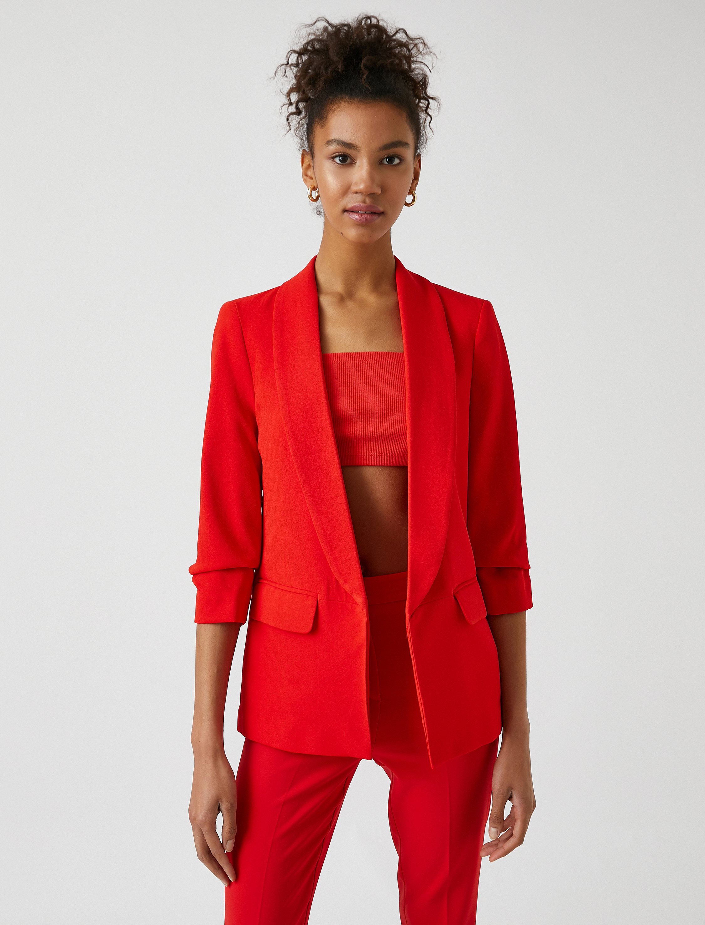   Kolları Büzgülü Blazer Ceket