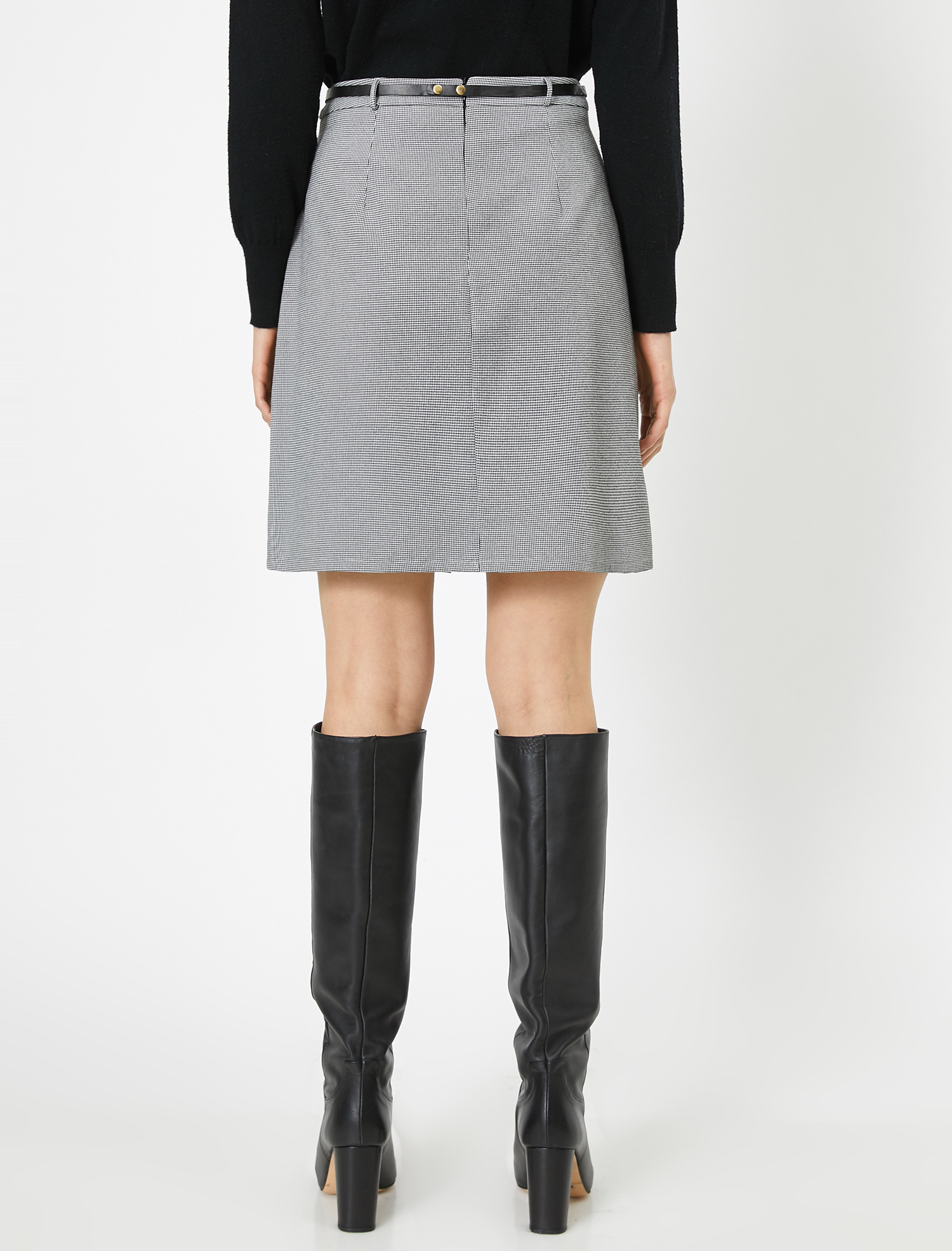   Kemer Detaylı Pileli Etek