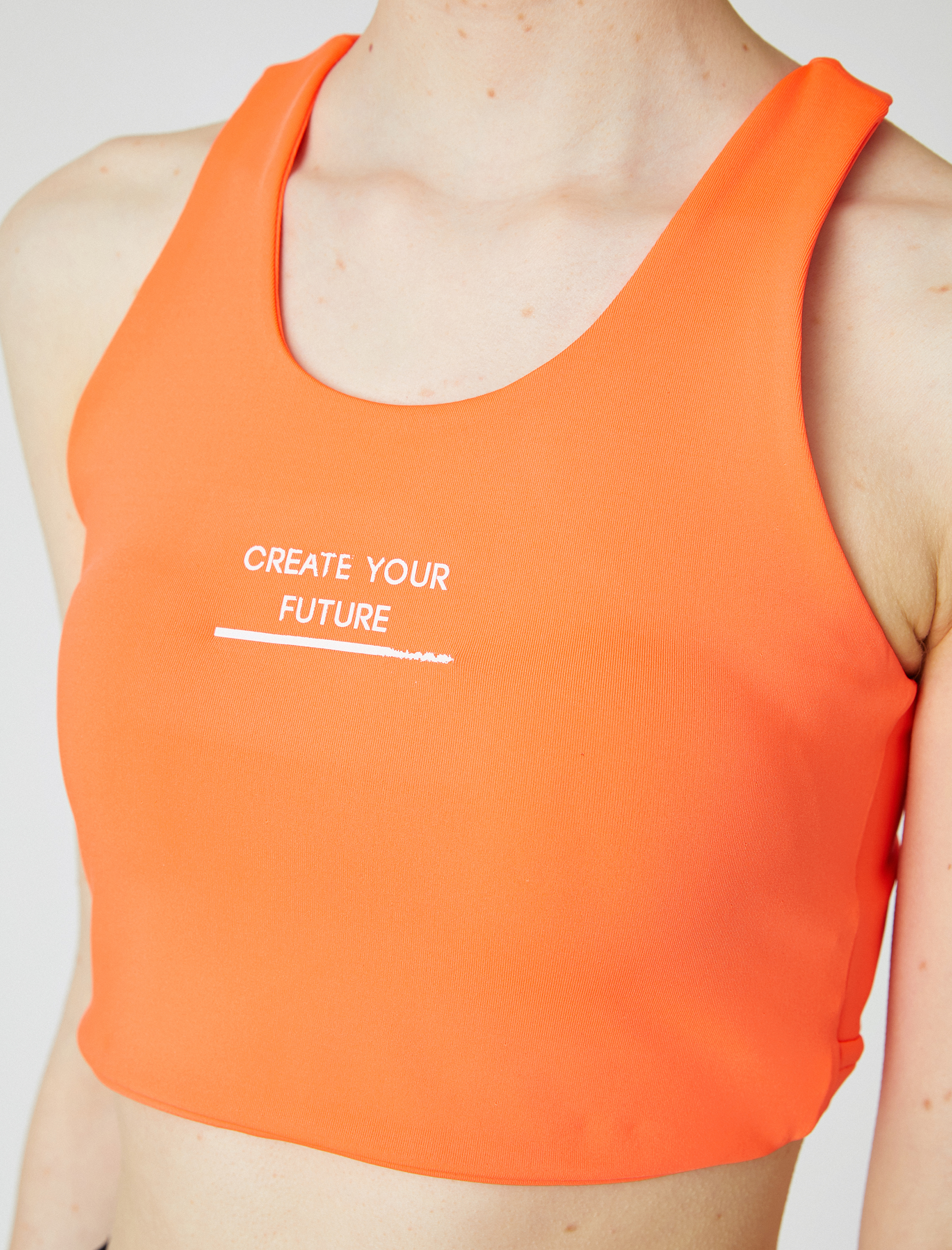   Slogan Baskılı Sporcu Sütyeni
