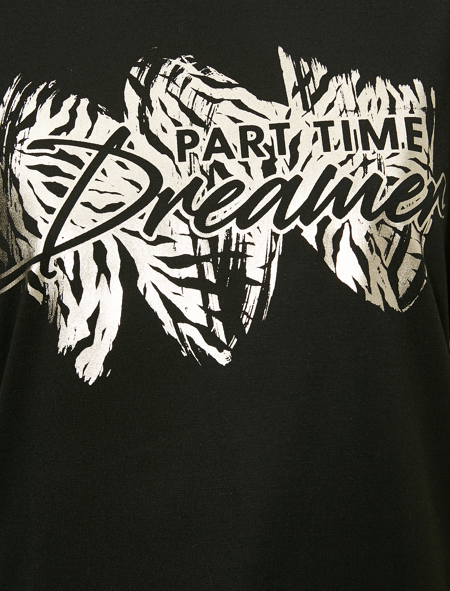   Balon Kollu Varak Baskı Detaylı Bisiklet Yaka Tişört