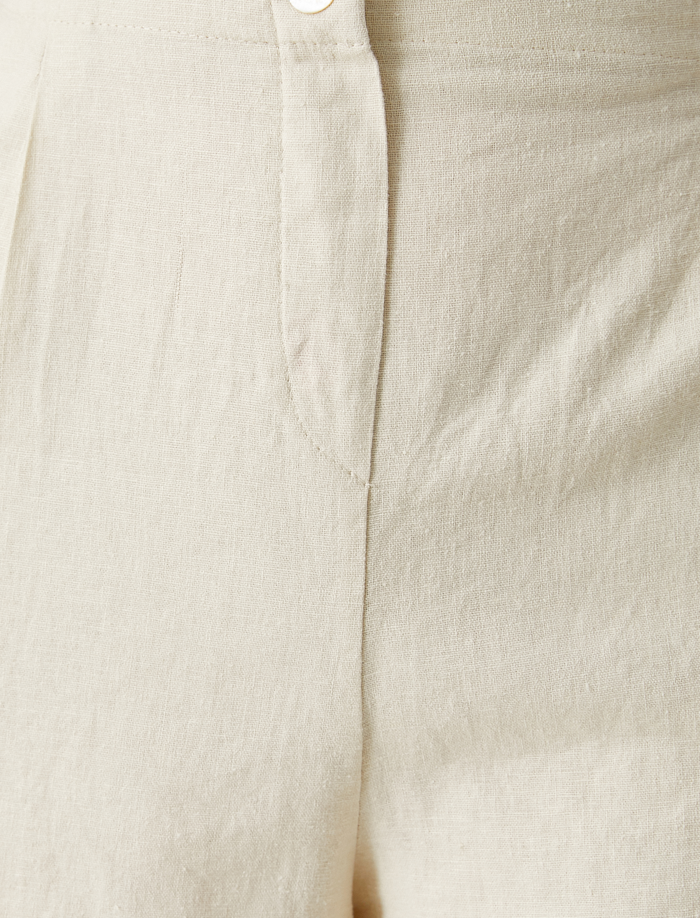 Keten Şort Yüksek Bel