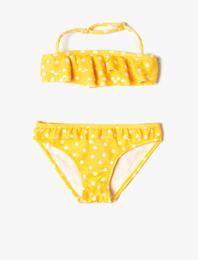Bikini Set Boyundan Ayarlanabilir İnce Askılı Fırfırlı