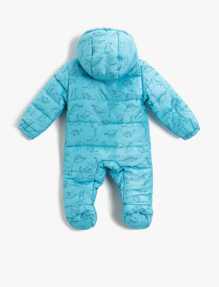 Erkek Bebek Kapüşonlu Baskılı İçi Peluş Astronot Mont