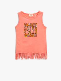 Çiçek Baskılı Püsküllü Atlet Bisiklet Yaka Pamuklu