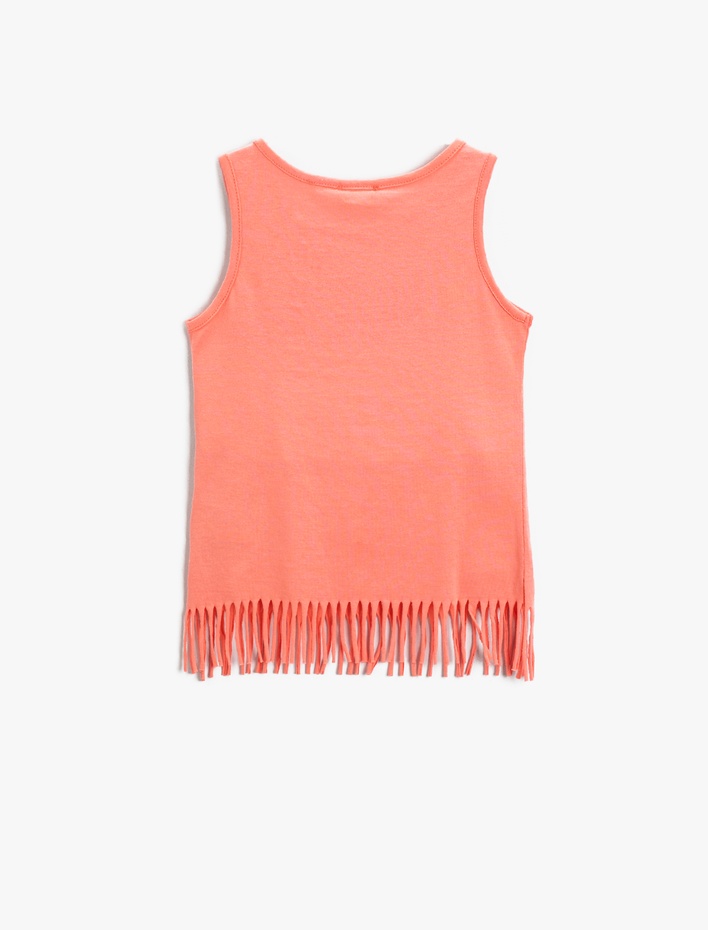 Kız Çocuk Çiçek Baskılı Püsküllü Atlet Bisiklet Yaka Pamuklu