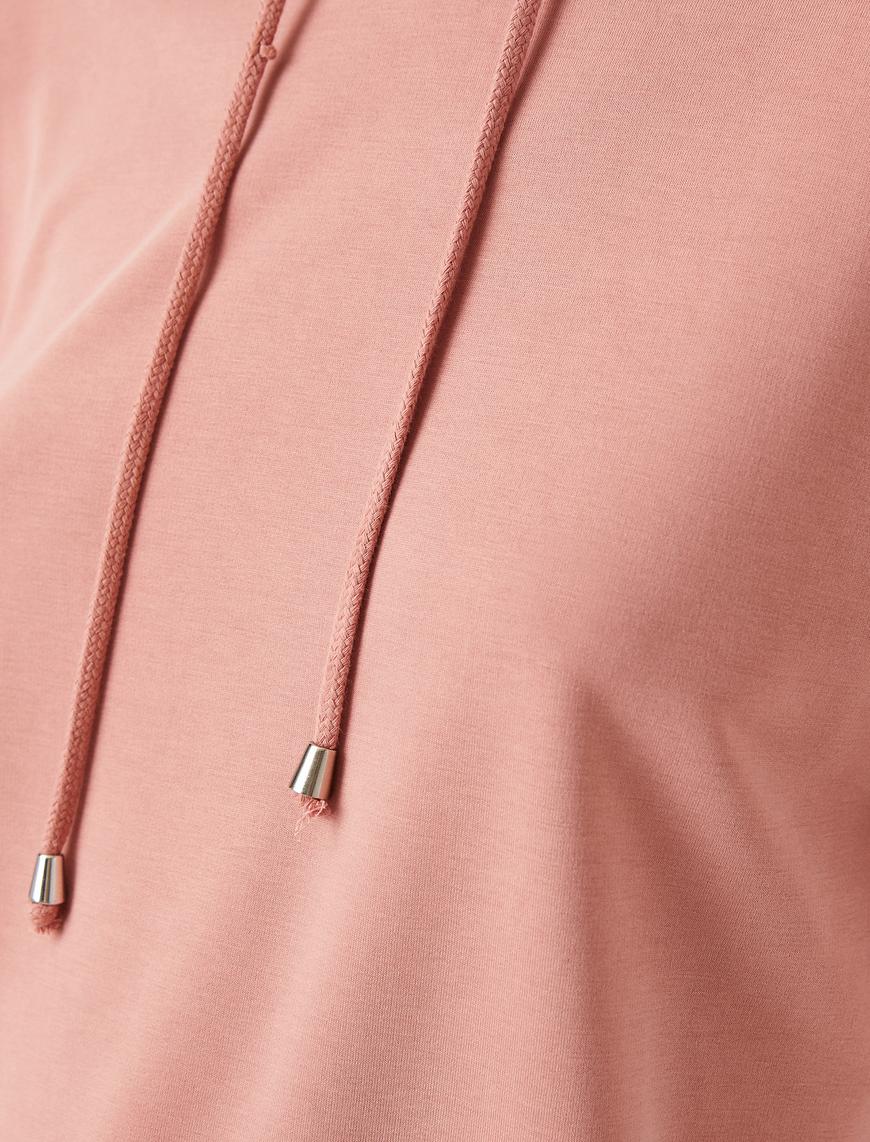   Basic Kapüşonlu Sweatshirt Yırtmaç Detaylı