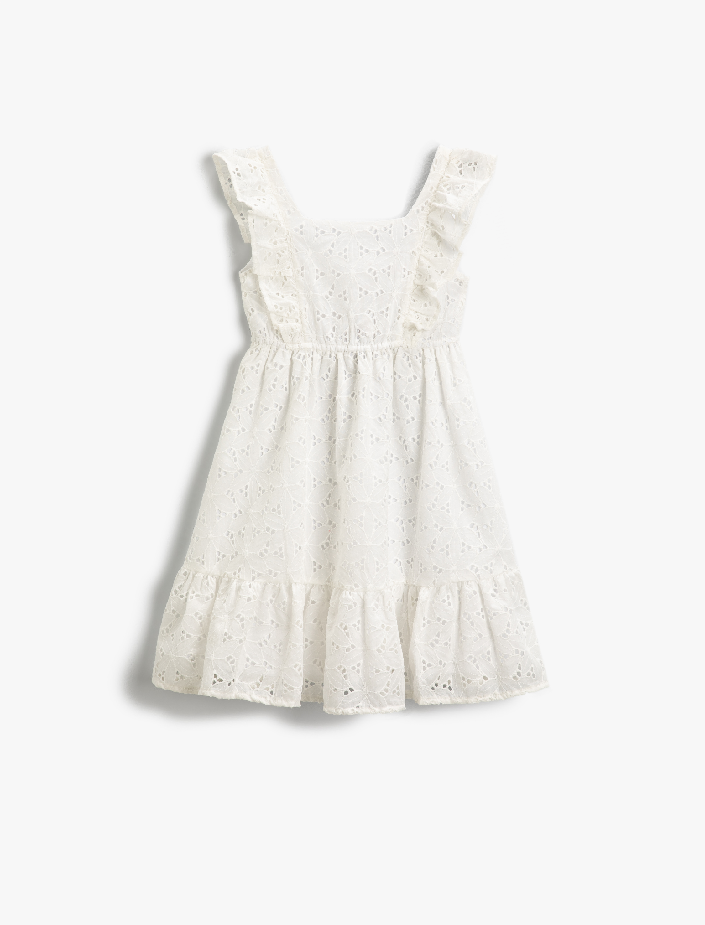  Kız Çocuk Çiçekli Elbise İşlemeli Fırfırlı Midi