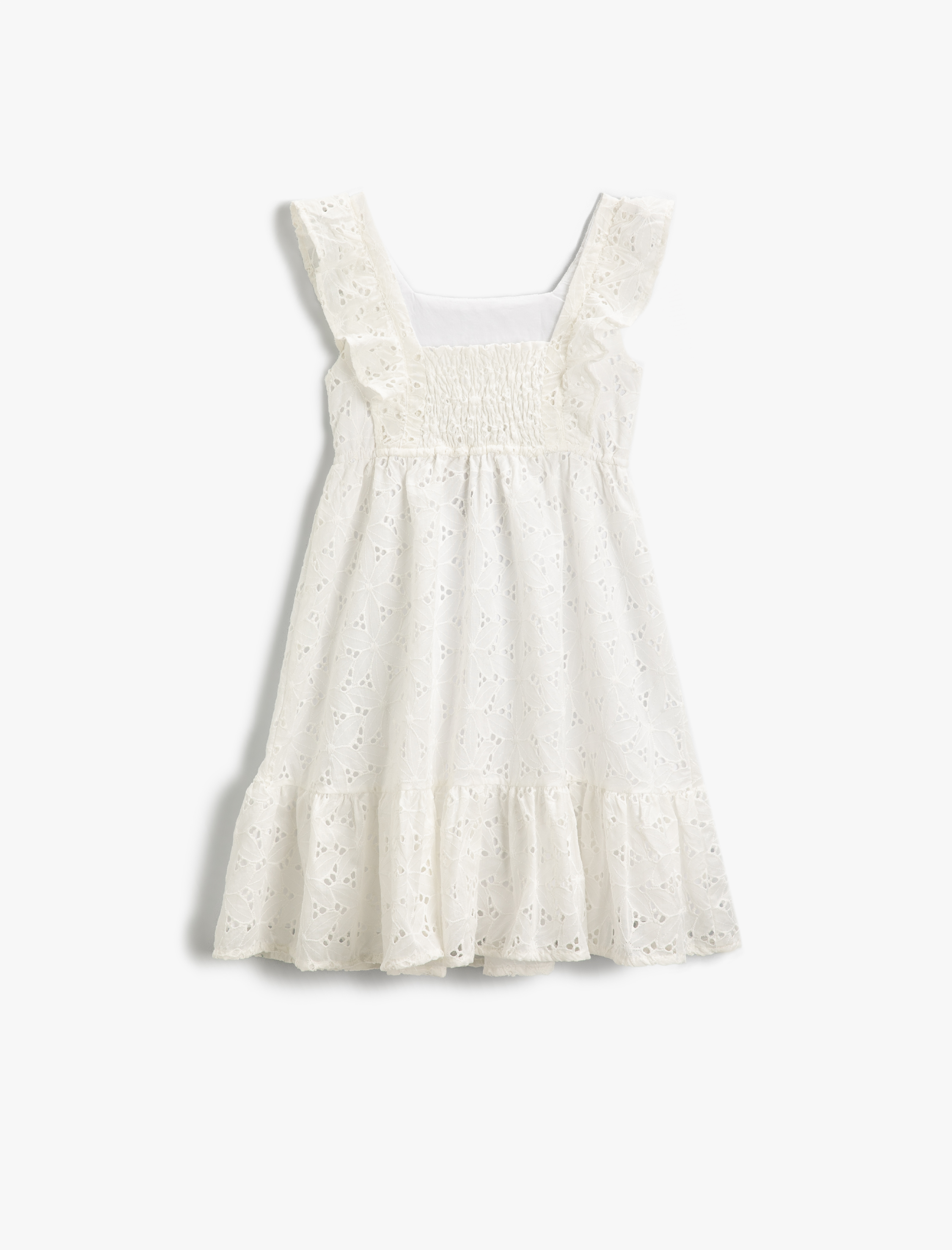  Kız Çocuk Çiçekli Elbise İşlemeli Fırfırlı Midi