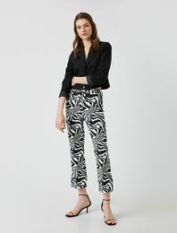 Zebra Desenli Pantolon Dar Kesim