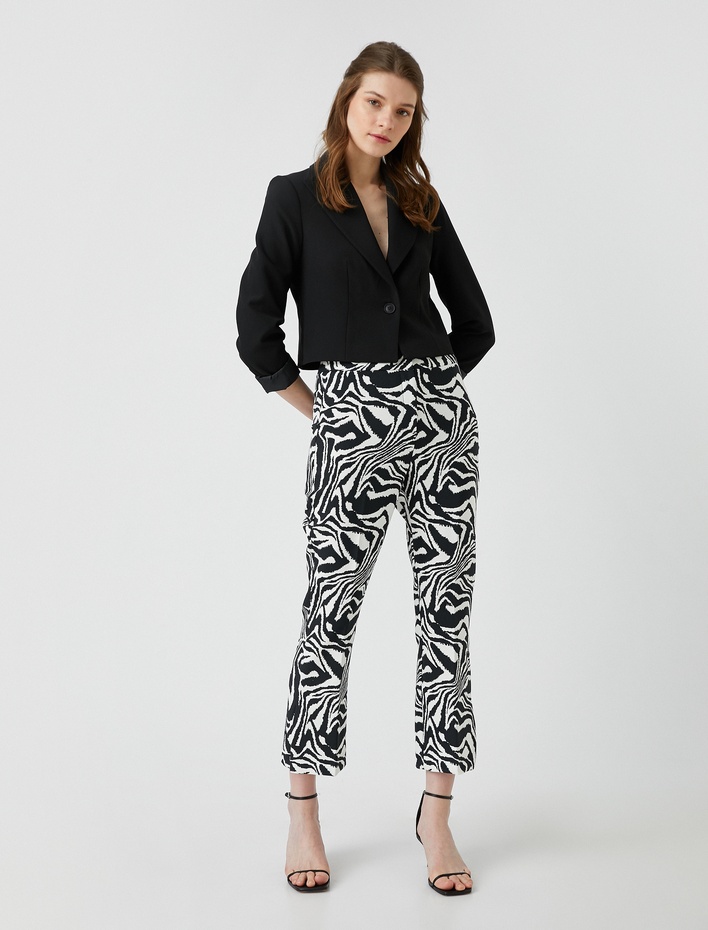  Zebra Desenli Pantolon Dar Kesim