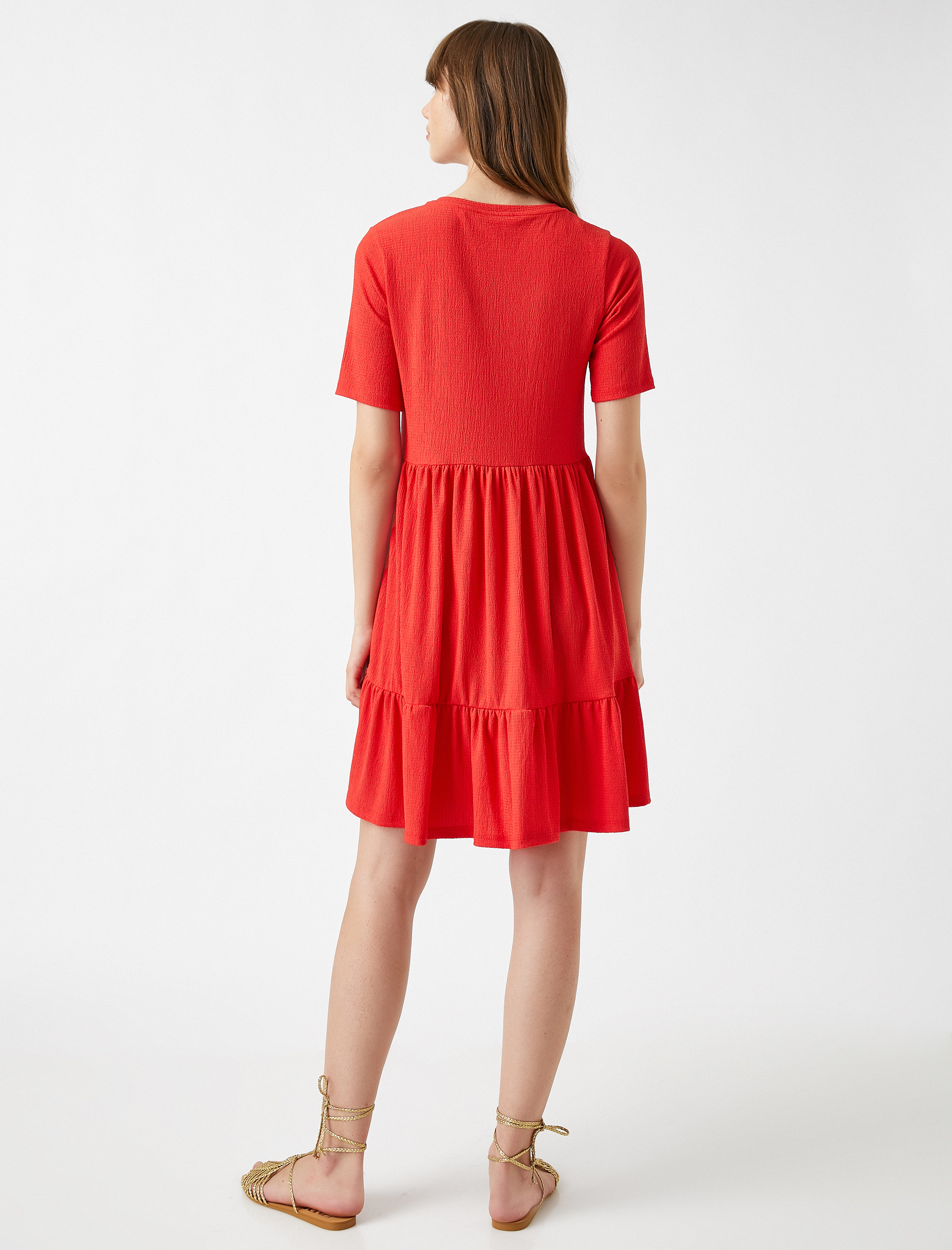   Kısa Kollu Elbise Bisiklet Yaka