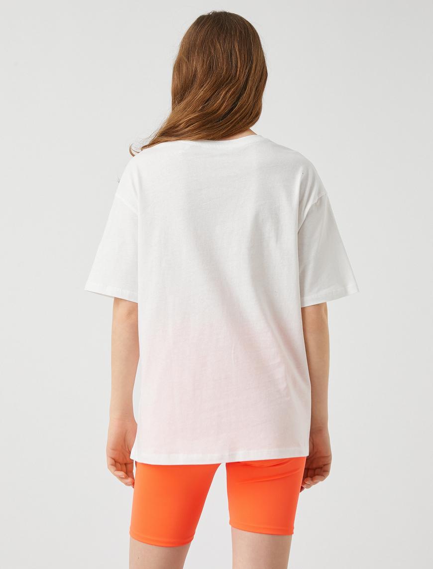   Baskılı Oversize Tişört Pamuklu