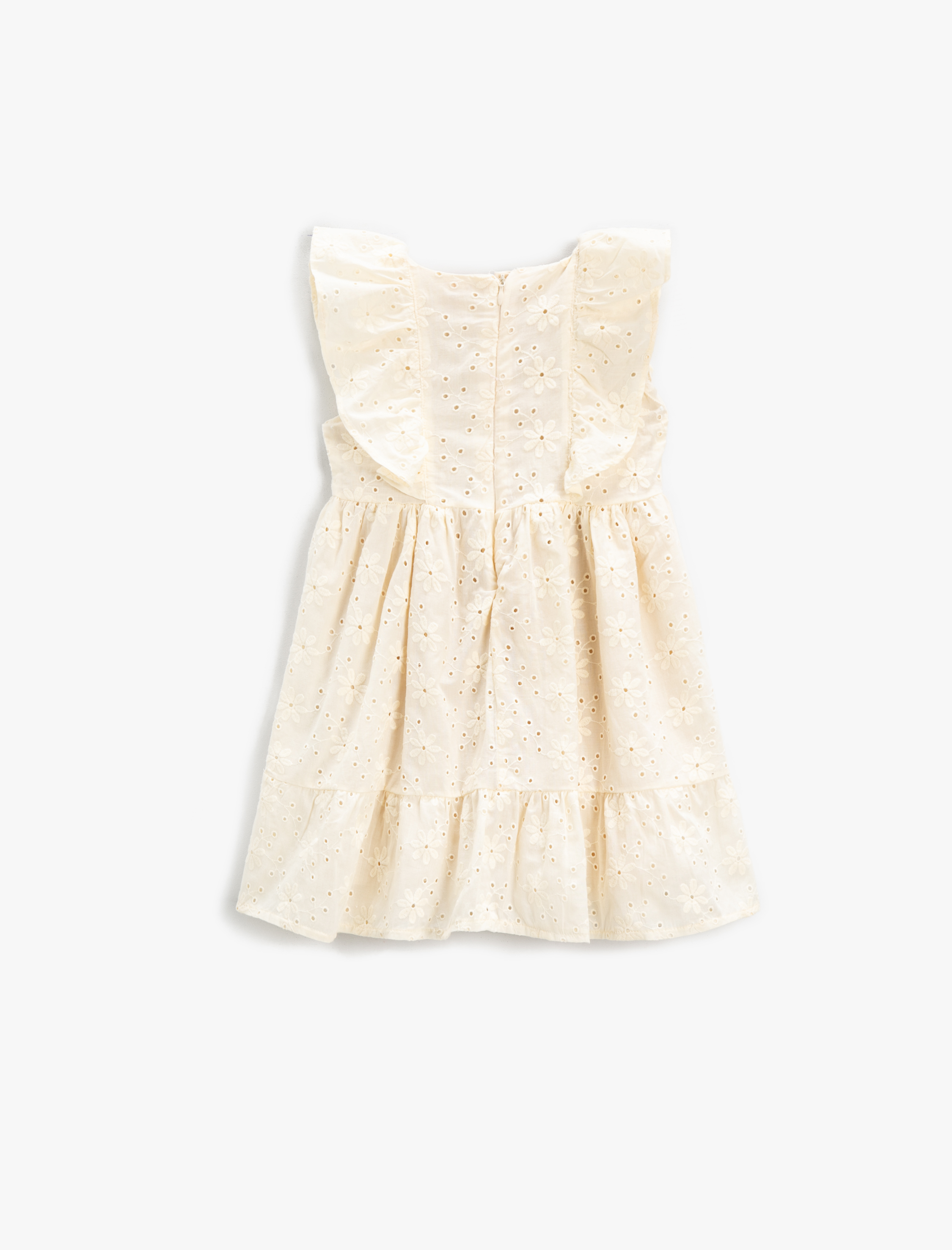  Kız Bebek Elbise Fisto İşlemeli Midi Fırfırlı Pamuklu