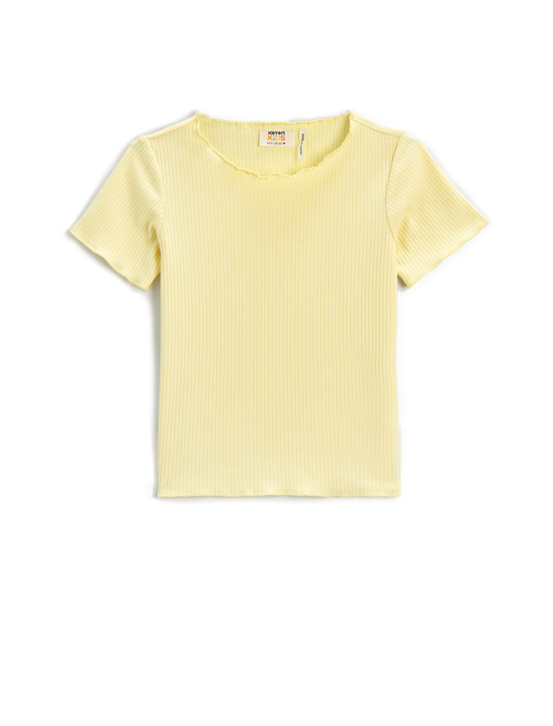  Kız Çocuk Basic Tişört Kısa Kollu Fitilli Pamuklu