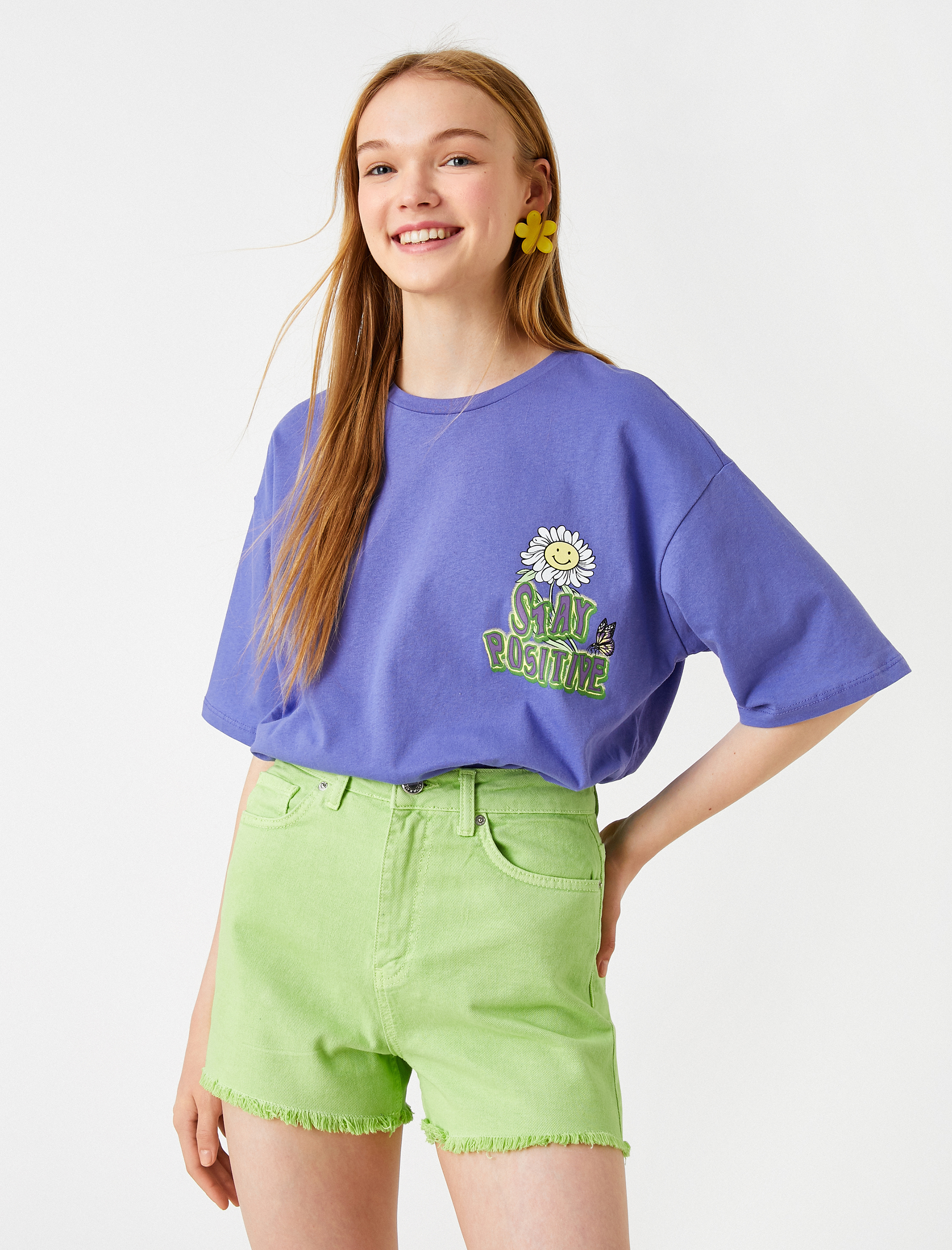   Oversize Baskılı Kısa Kollu Tişört