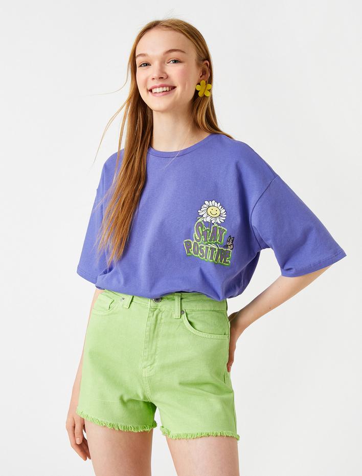  Oversize Baskılı Kısa Kollu Tişört