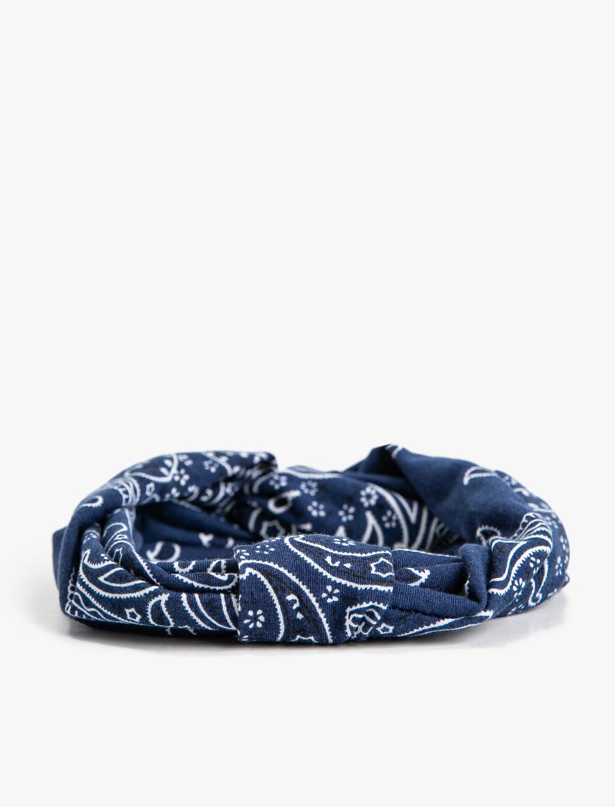  Kadın Saç Bandı Bandana Desenli Düğümlü