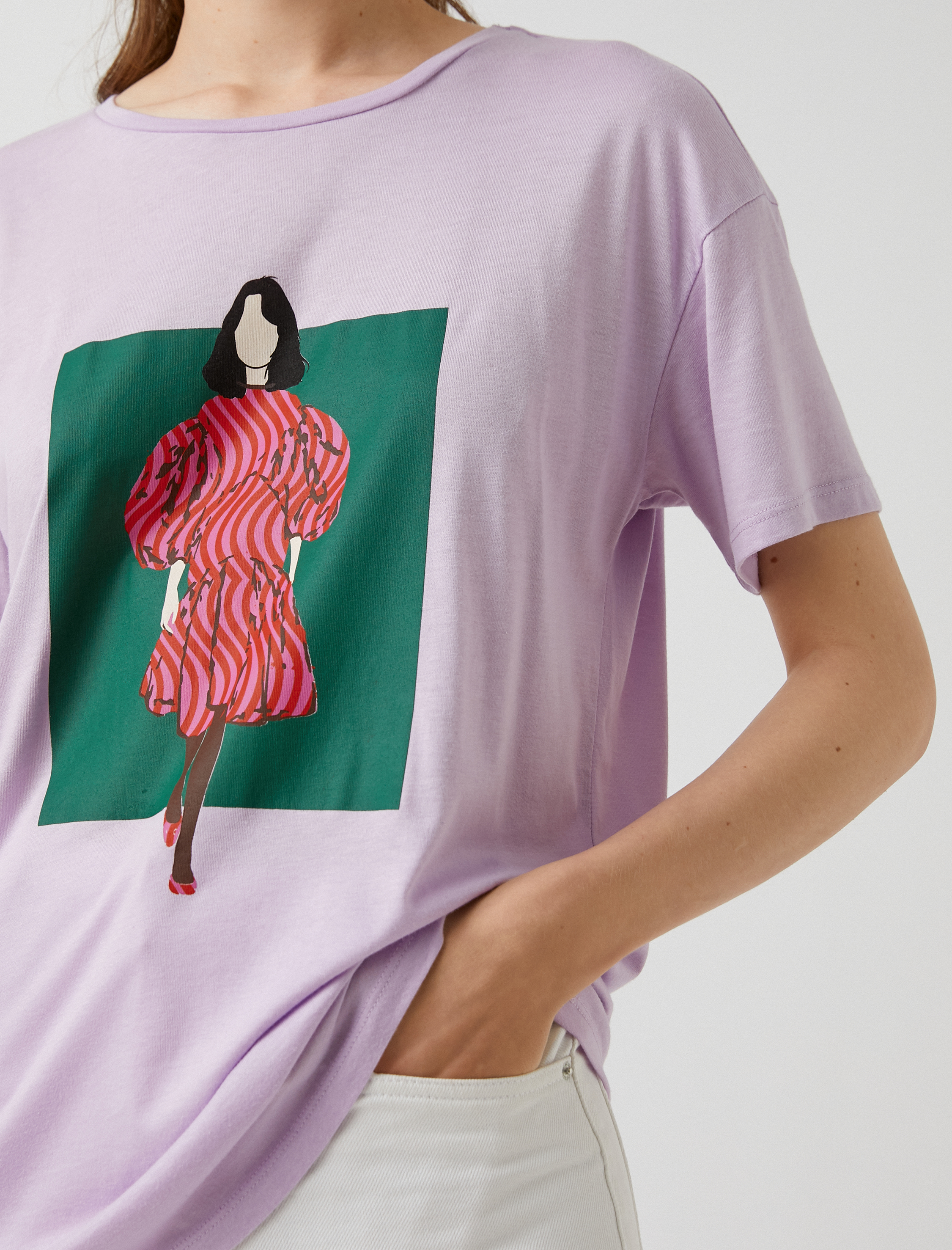   Figür Baskılı Tişört Modal Karışımlı