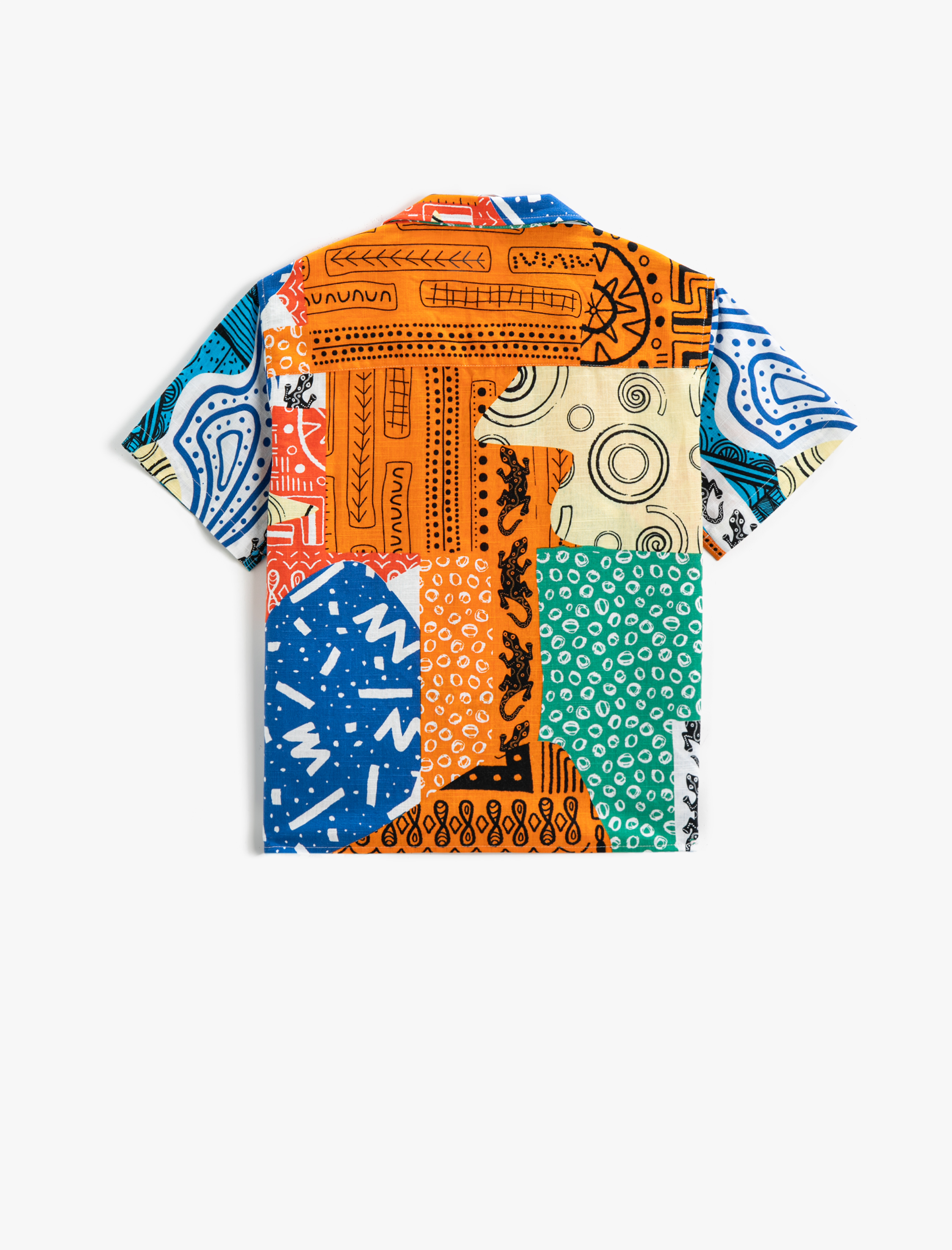 Erkek Çocuk Kısa Kollu Oversize Gömlek Desenli Cep Detaylı Pamuklu