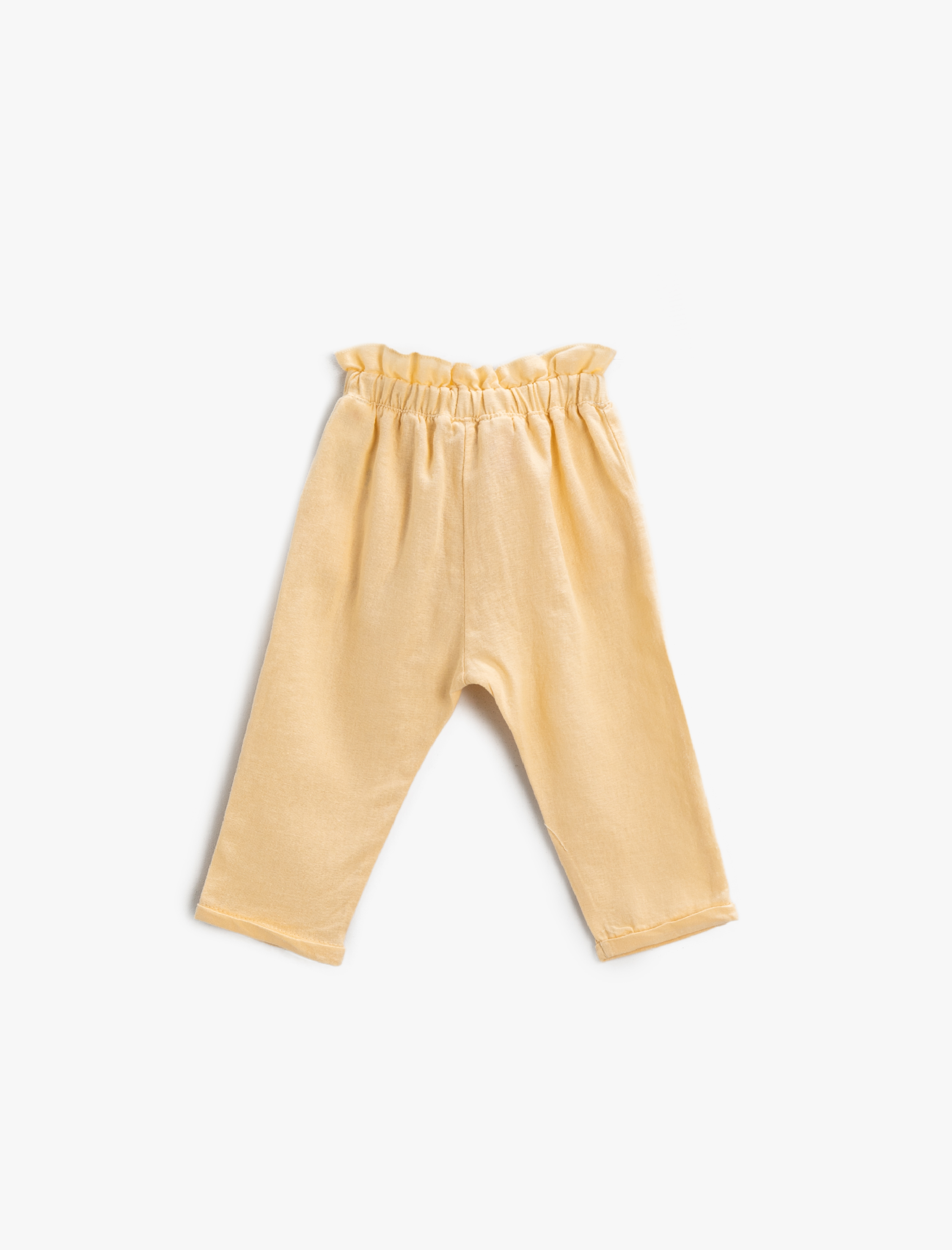  Kız Bebek Havuç Pantolon Keten Karışımlı Fiyonk Detaylı Beli Lastikli