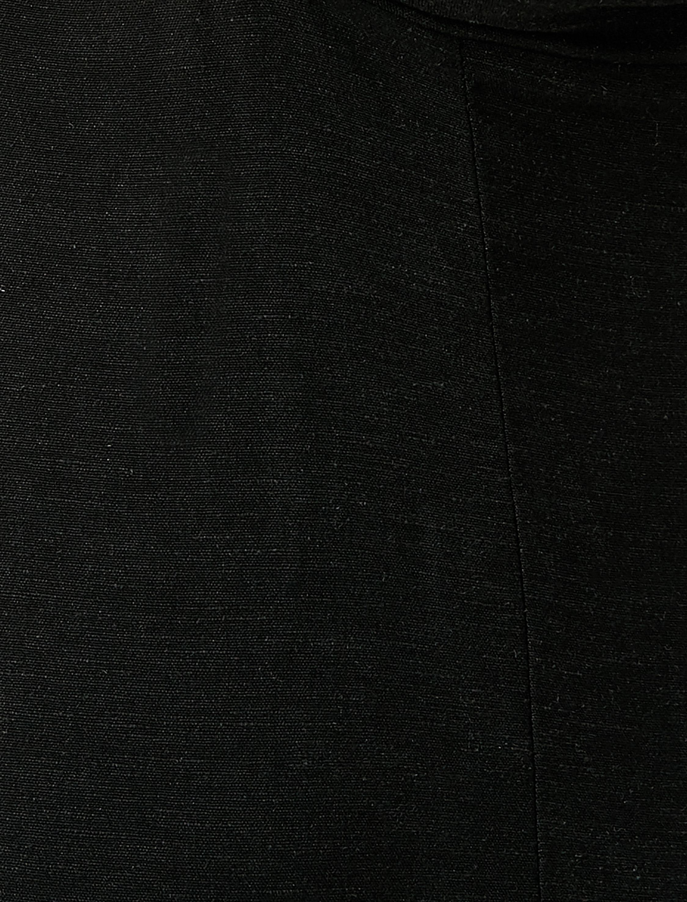   Mini Elbise Omzu Açık Yırtmaçlı Pencere Detaylı Keten Karışımlı Fiyonk Detaylı