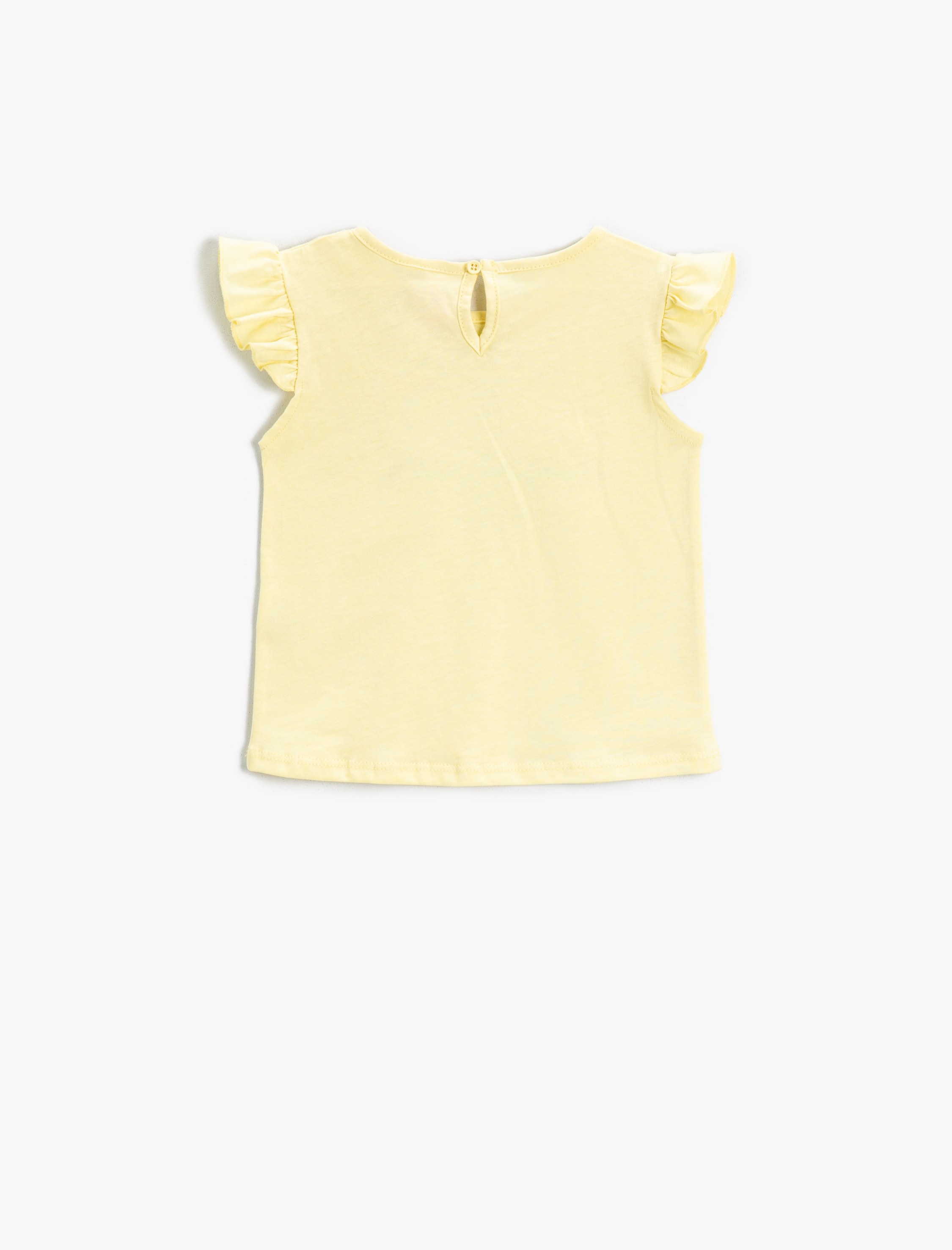  Kız Bebek Fırfırlı Kollu Baskılı Atlet Bisiklet Yaka Pamuklu