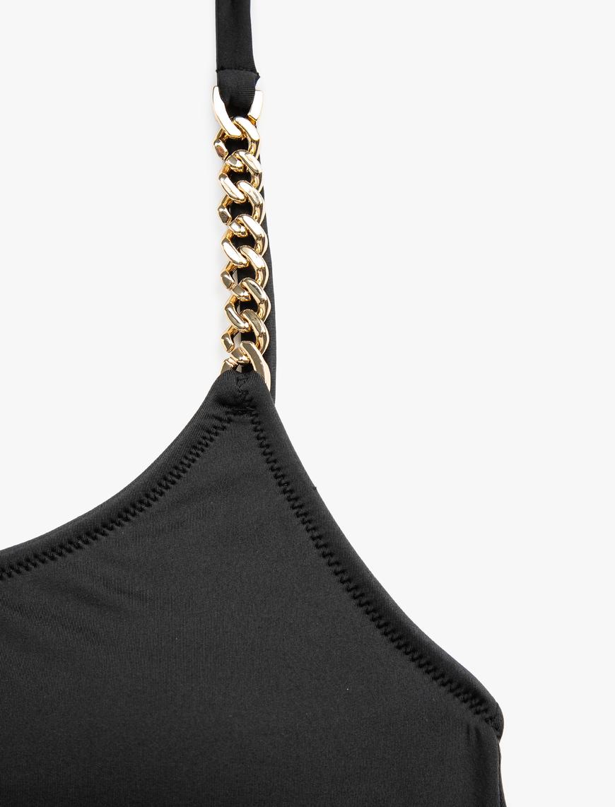   Tek Omuz Bikini Üstü Zincir Detaylı