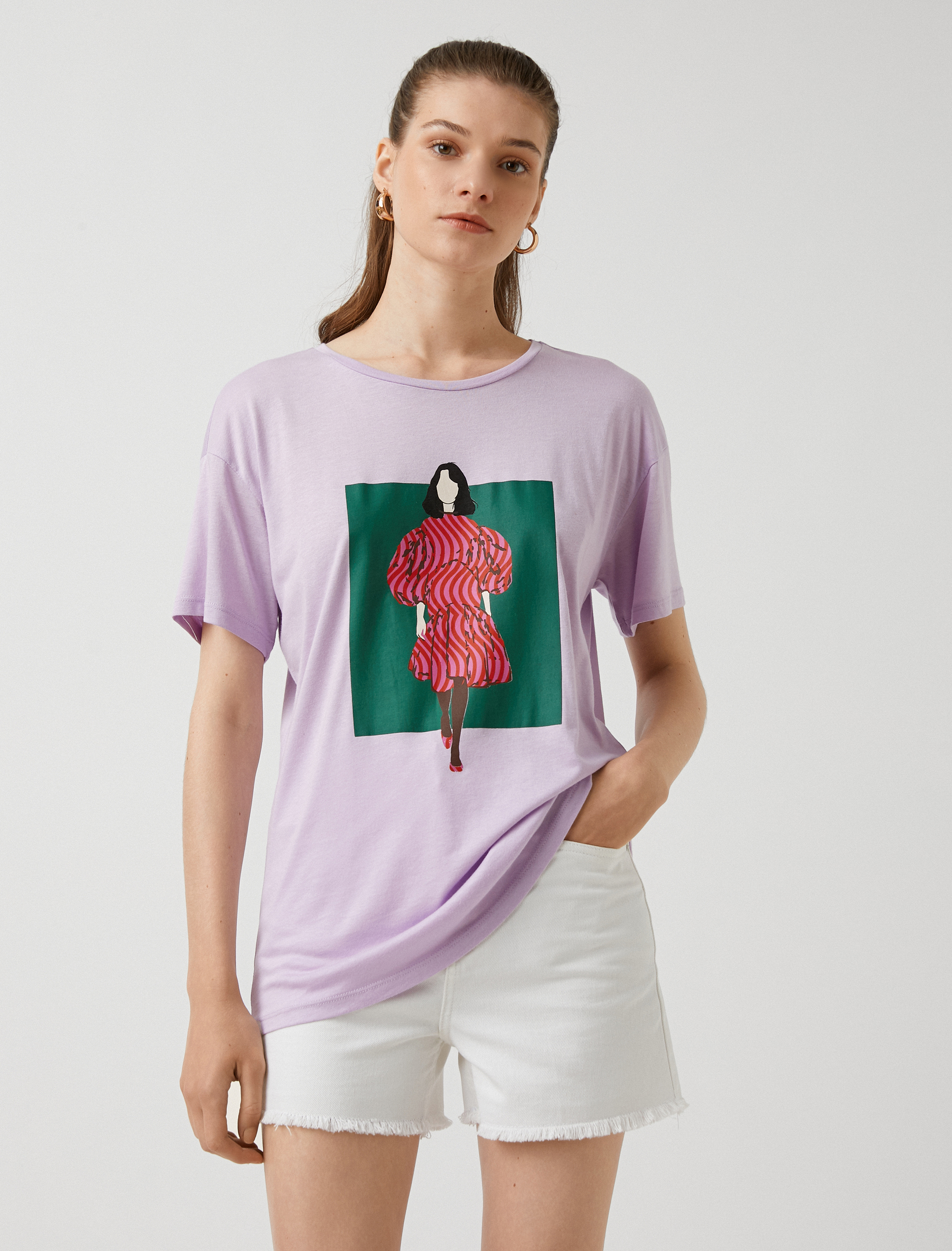   Figür Baskılı Tişört Modal Karışımlı