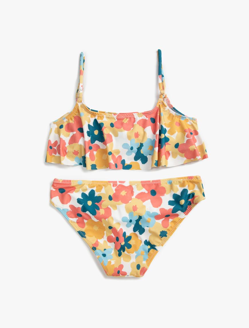  Kız Çocuk Bikini Takımı Çiçekli İnce Askılı