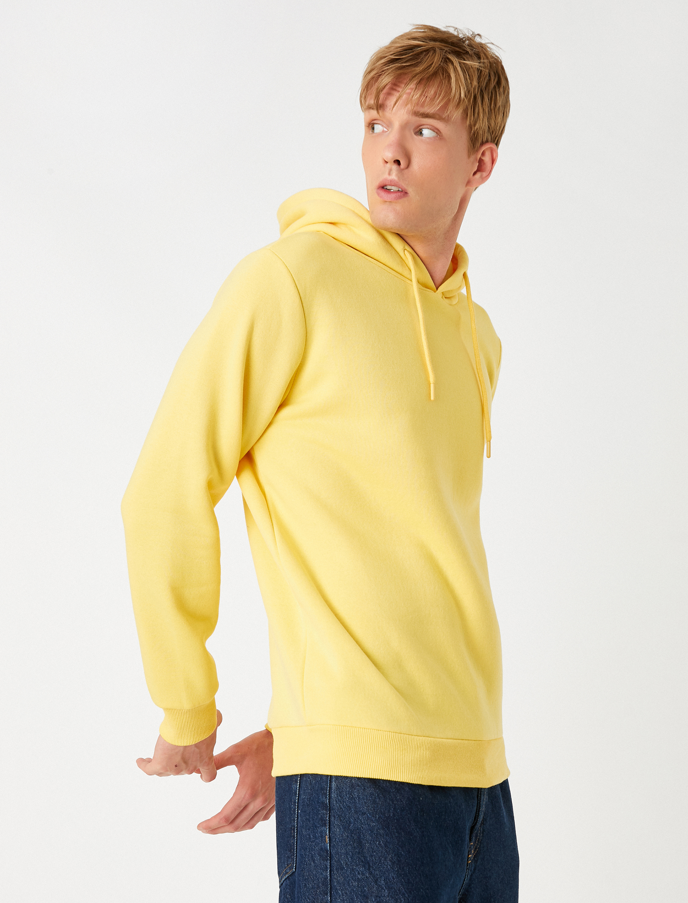   Basic Kapşonlu Sweatshirt Şardonlu