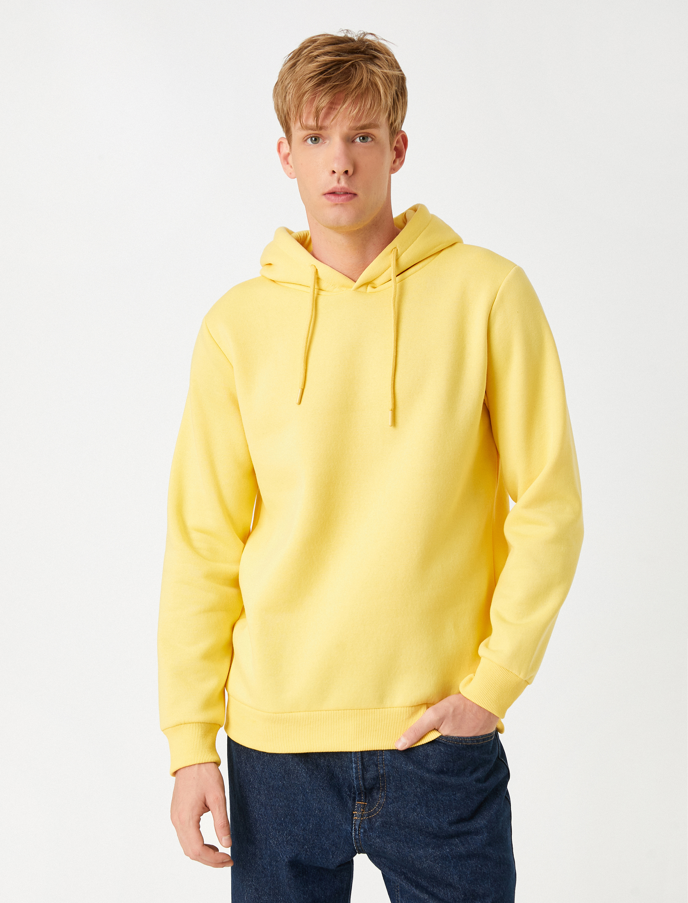   Basic Kapşonlu Sweatshirt Şardonlu