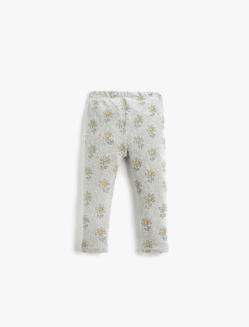  Kız Bebek Basic Tayt Çiçekli Beli Lastikli