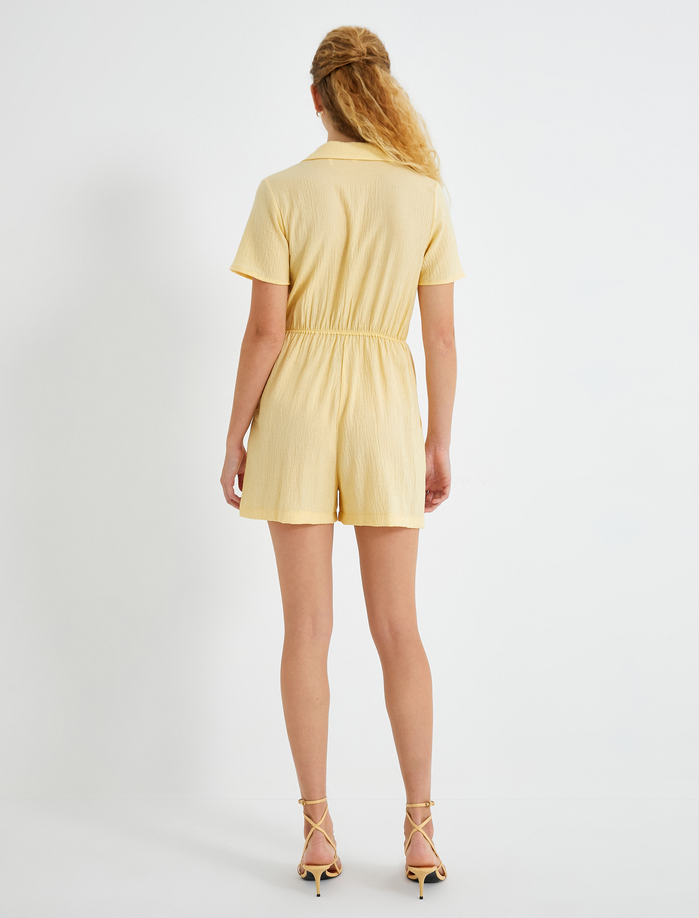   Poplin Şortlu Tulum Gömlek Yaka