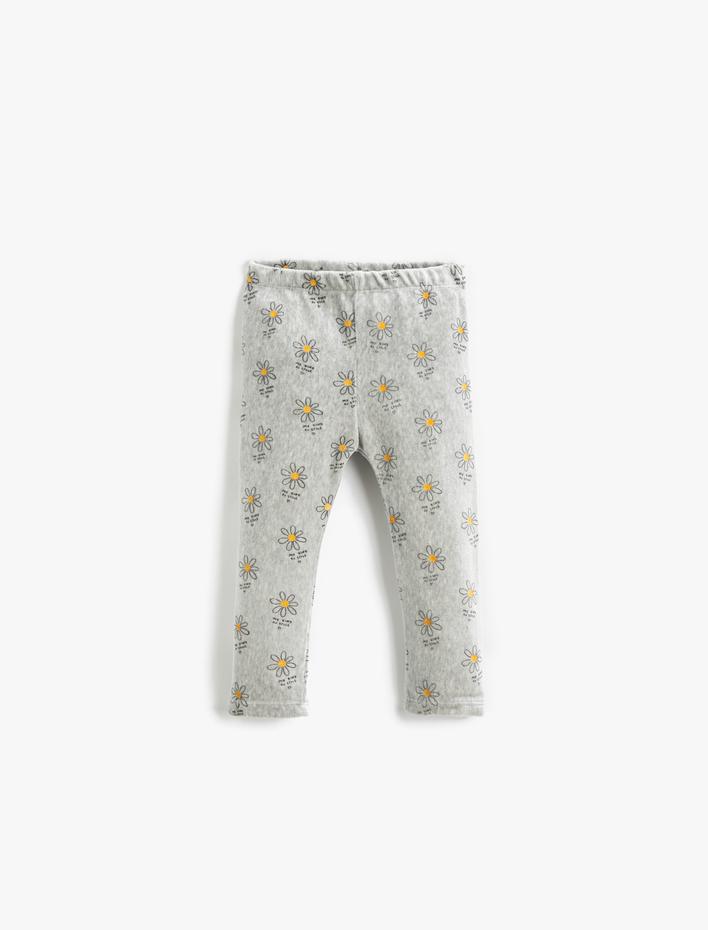 Kız Bebek Basic Tayt Çiçekli Beli Lastikli