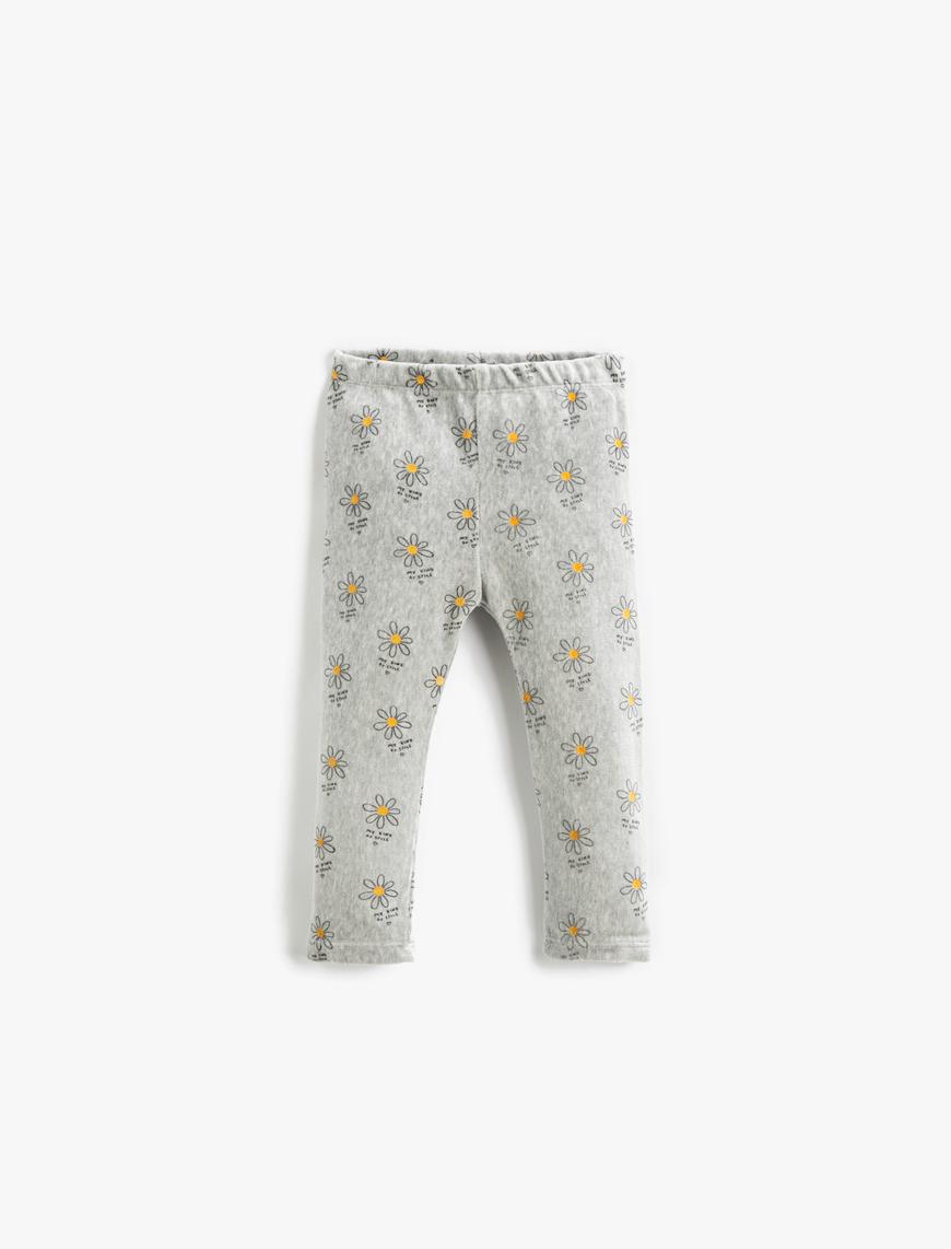  Kız Bebek Basic Tayt Çiçekli Beli Lastikli
