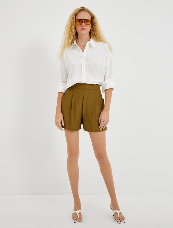  Cepli Pileli Şort Saten Görünümlü