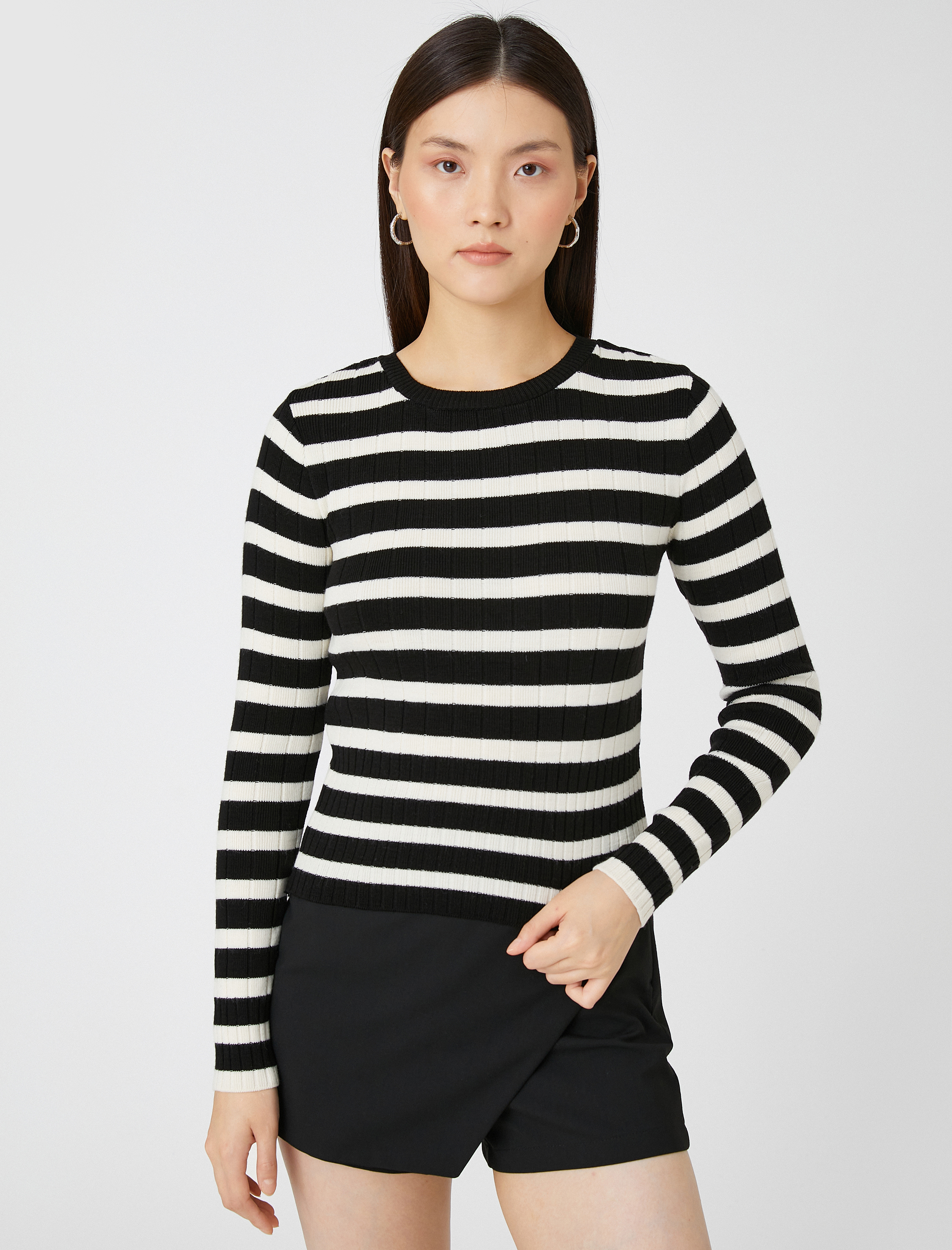   Bisiklet Yaka Triko Kazak Kaşmir Dokulu