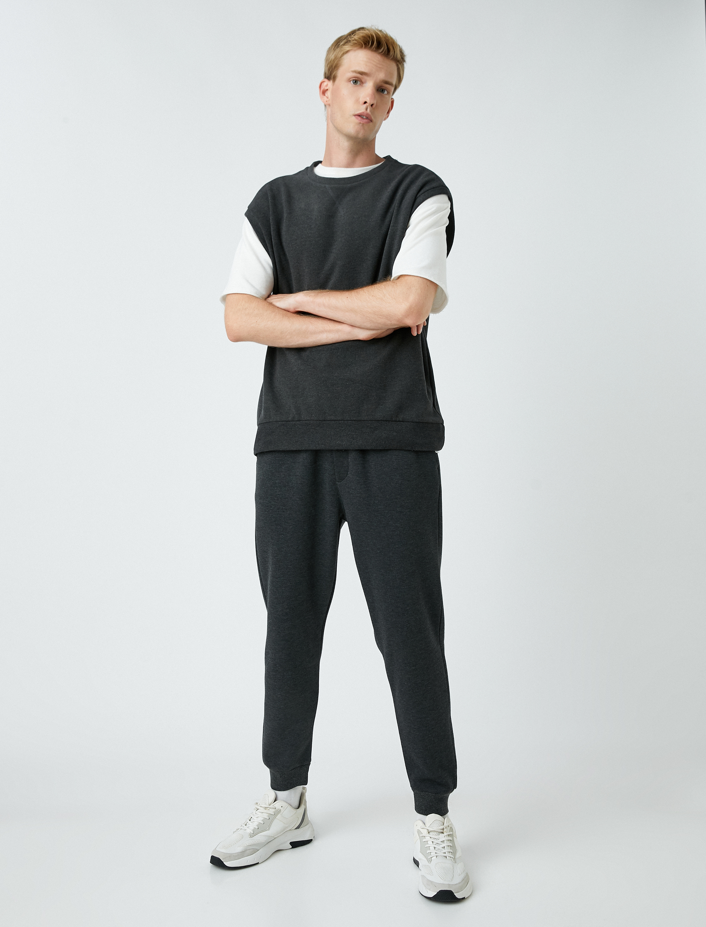 Basic Jogger Eşofman Altı Beli Bağcıklı Cepli Şardonlu