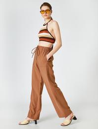 Belden Bağlamalı Geniş Paça Pantolon