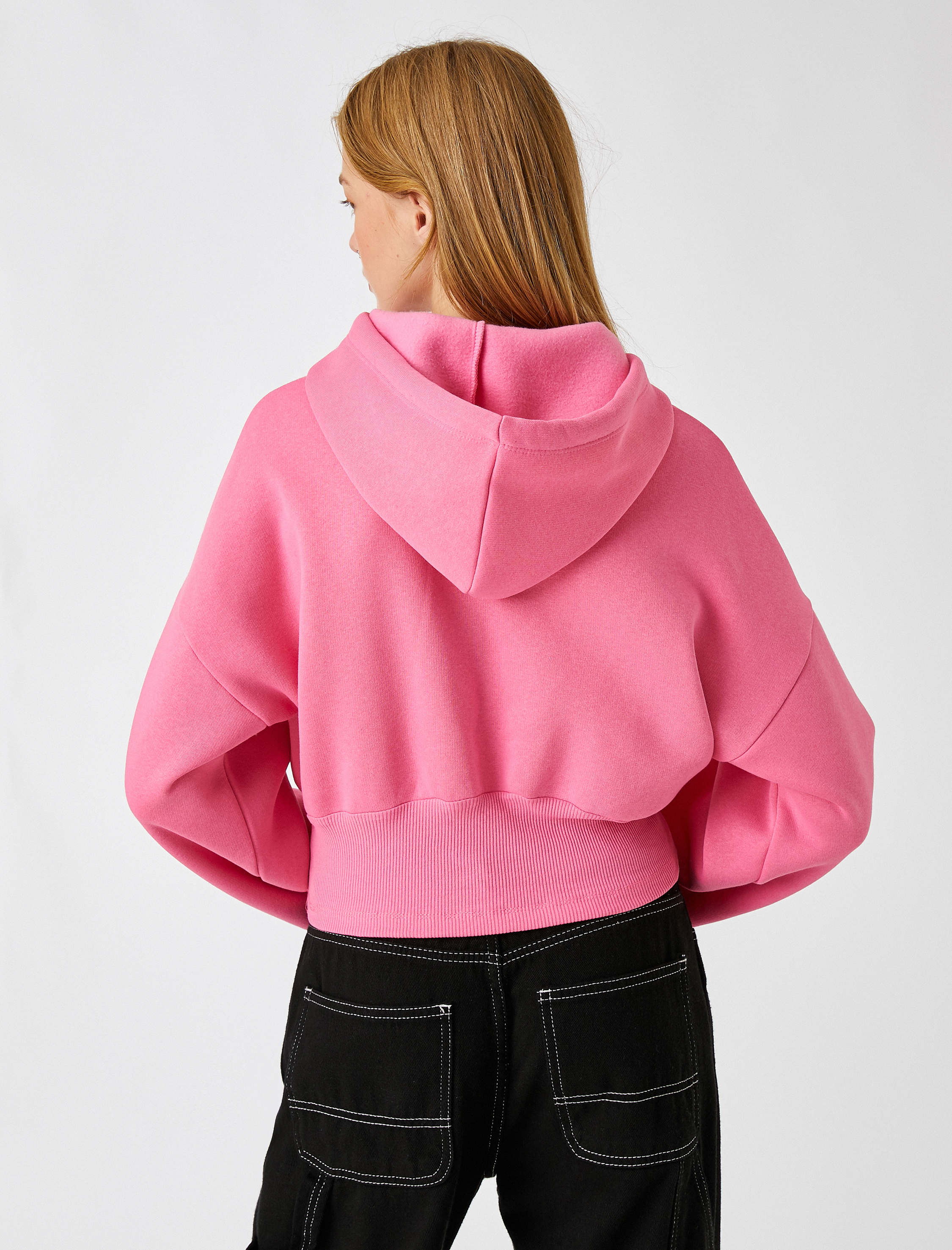   Korseli Sweatshirt Baskılı Kapüşonlu İçi Polarlı