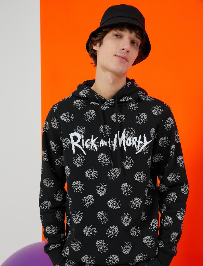  Rick and Morty Kapşonlu Sweatshirt Şardonlu Lisanslı Baskılı