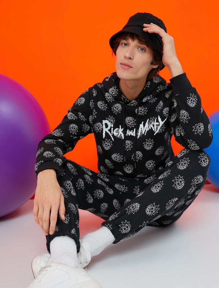  Rick and Morty Kapşonlu Sweatshirt Şardonlu Lisanslı Baskılı