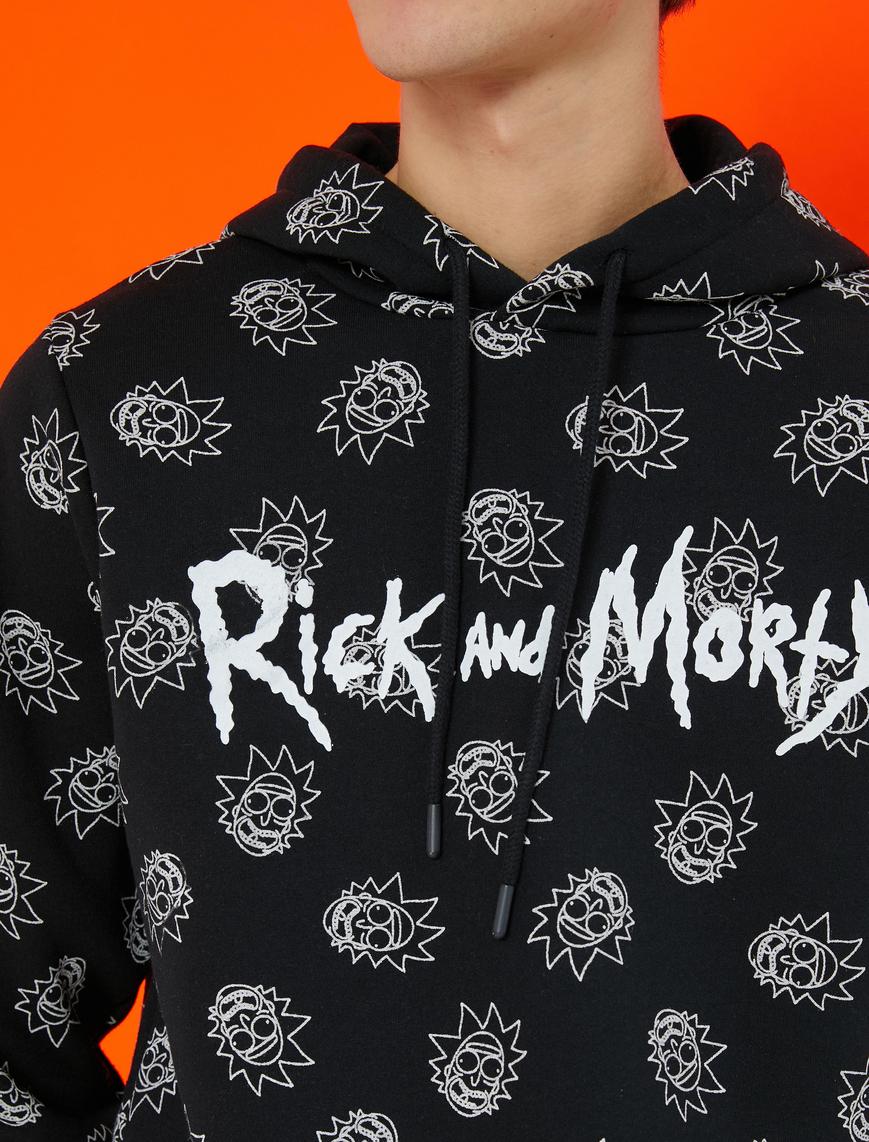   Rick and Morty Kapşonlu Sweatshirt Şardonlu Lisanslı Baskılı