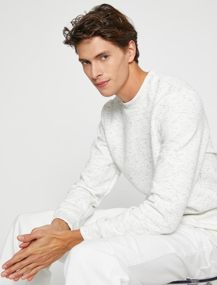  Jakarlı Sweatshirt Bisiklet Yaka