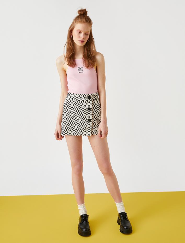  Halter Yaka Kelebek Baskılı Atlet