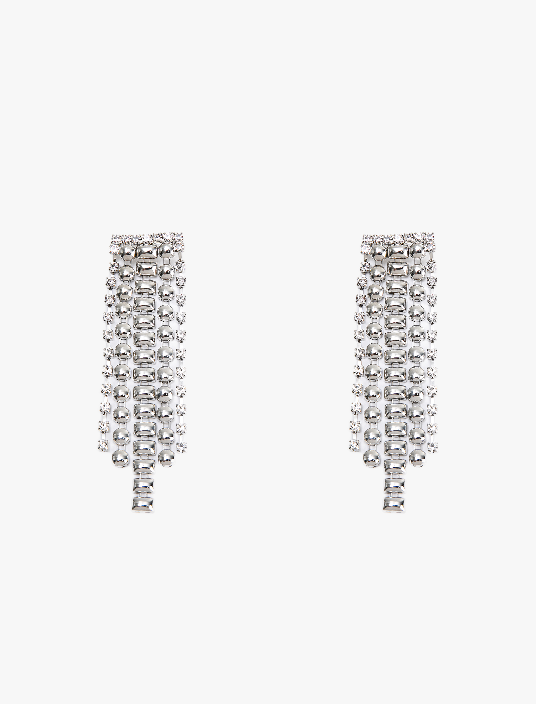 Kadın Taşlı Geniş Sallantılı Küpe